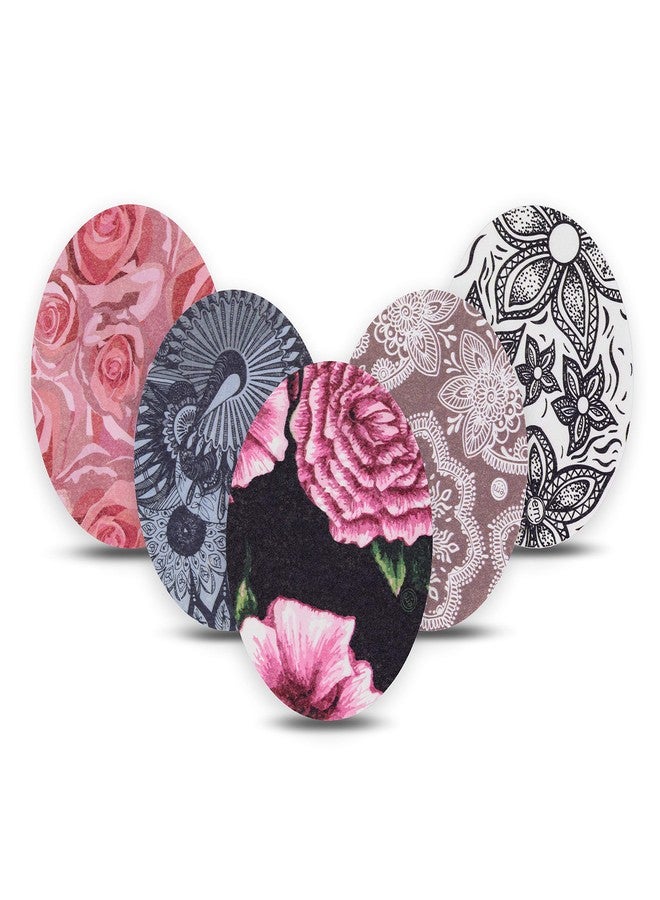 ExpressionMed - Adhesive Patch Universal Oval Shape (5-Pack) - Made in The USA, Waterproof, Split Backing, CGM Tape (Floral Variety Pack) (Oval) - Image 1